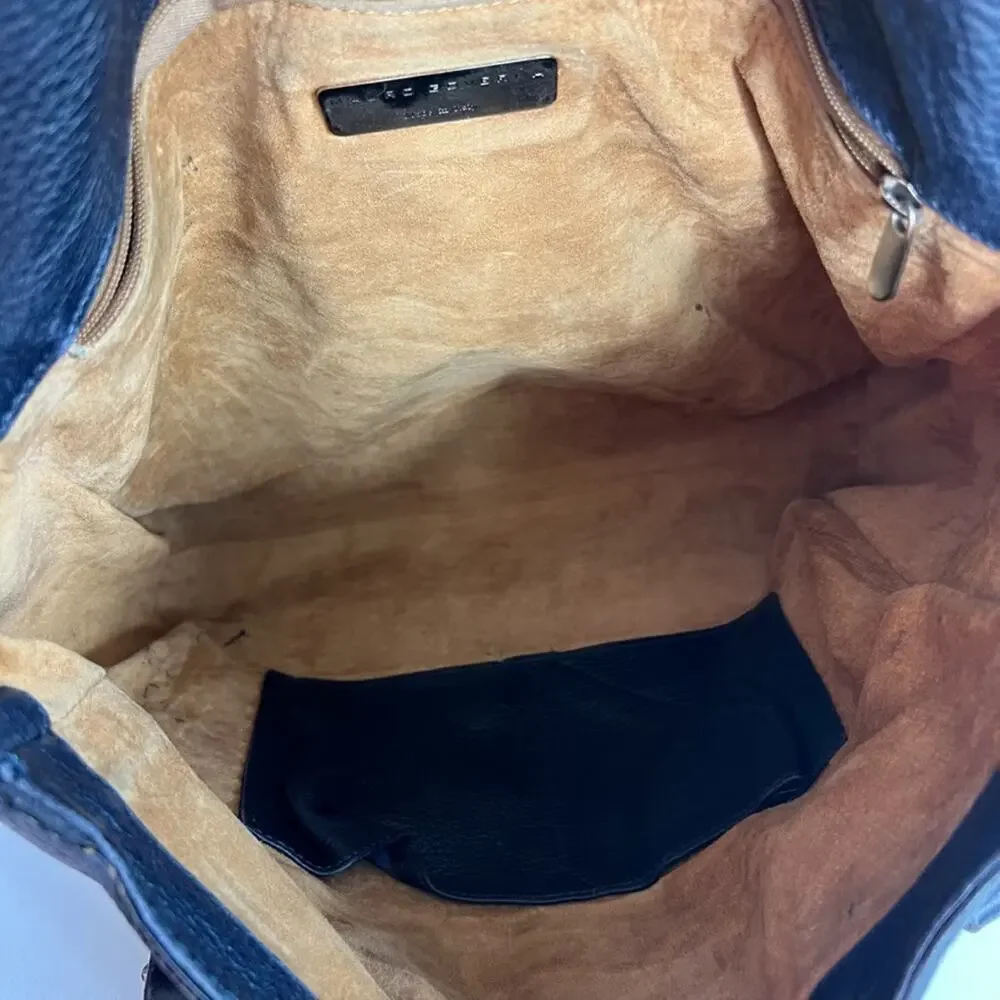 Mauro Governa Bag Women's Black Pebbled Leather With Adjustable Straps